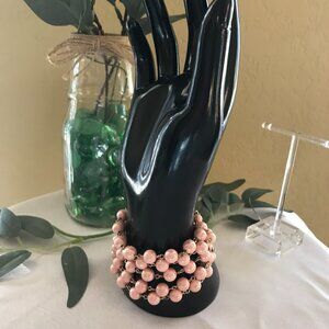 Five Strand Pink Iridescent Beaded Bracelet